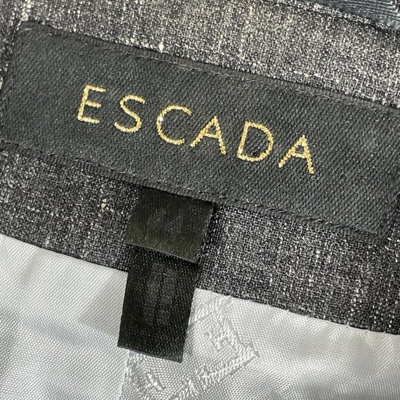 Vintage Escada Jacket Womens Size 44 Gray Button Up New Wool Linen Office Career - Picture 3 of 10